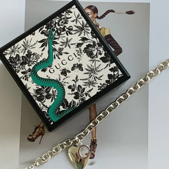 🔥🔥🔥AUTHENTIC Gucci Sterling Silver GG Design Heart Charm Bracelet🔥🔥🔥 - Picture 13 of 15